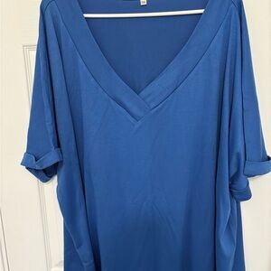 Blue V-Neck Women's Top